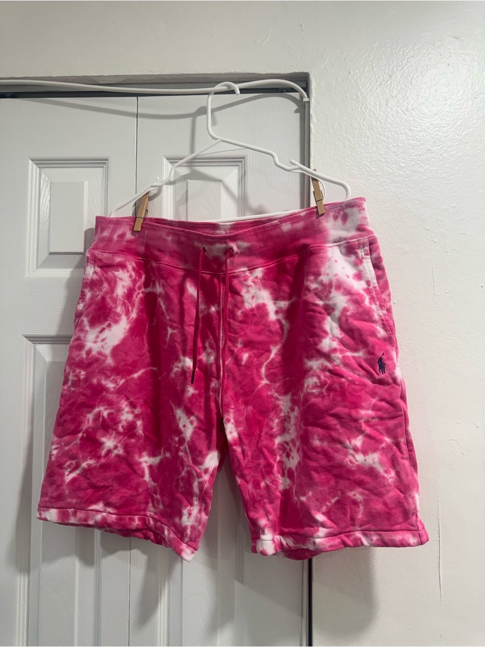 Polo by Ralph Lauren Pink & White Tie-Dye Athletic Shorts